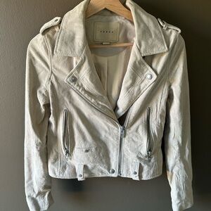 Women's Cream Suede Biker Jacket